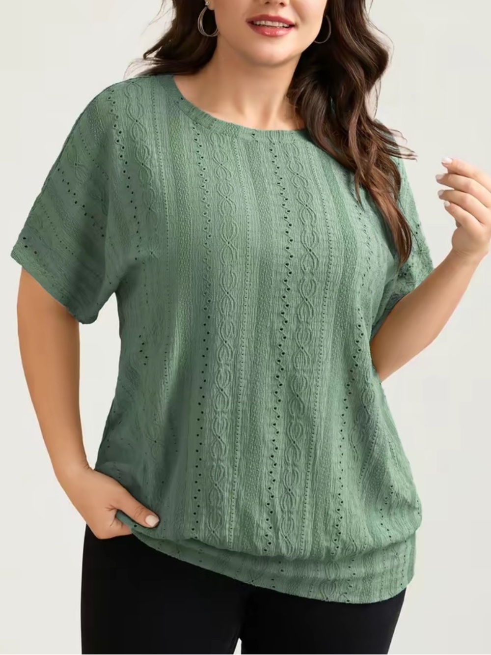 BRAND NEW Sage Green Textured Knit Top batwing sleeves size 10 size XL